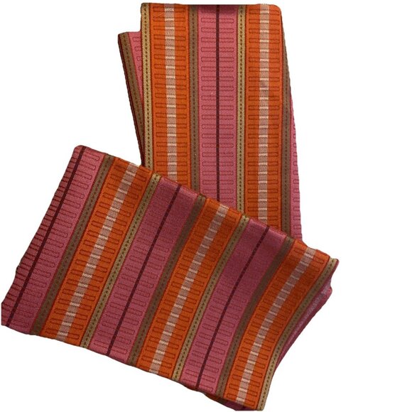 Lot 2 Striped Fabric Remnants Swatches Crafters Journal Covers Pink Orange - Picture 1 of 7